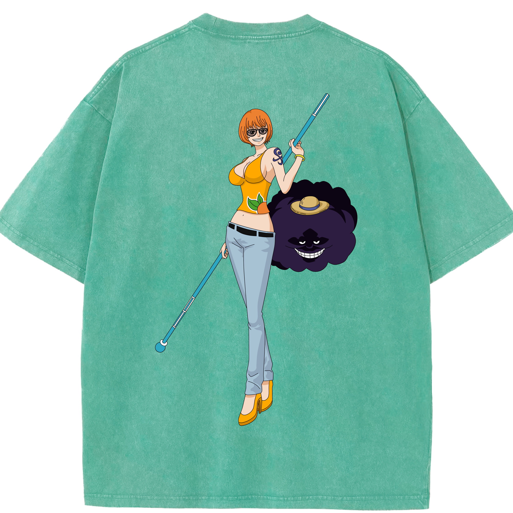 ワンピース ナミ ONE PIECE Nami 綿100% ヴィンテージ風 半袖Tシャツ（背面プリント）